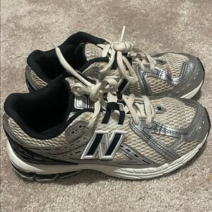 New Balance Cream and Silver Running Shoes
